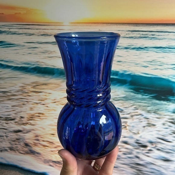 Anchor Hocking Other - Vintage Cobalt Blue Anchor Hocking Ribbed Vase